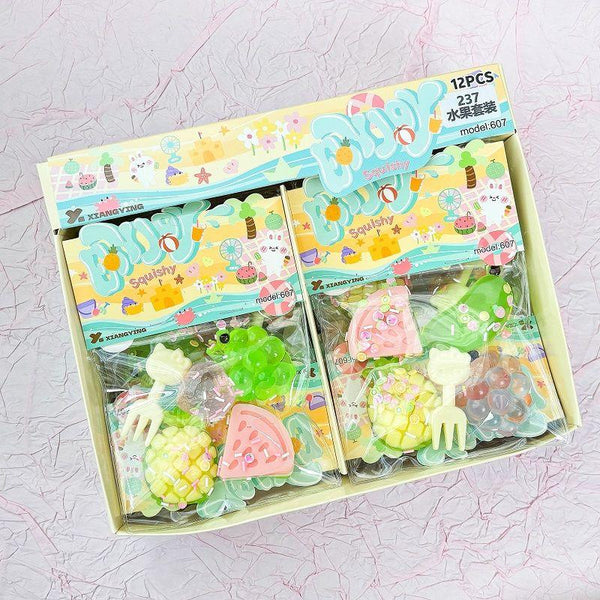 Fruit Squishy Keychain Combo Set