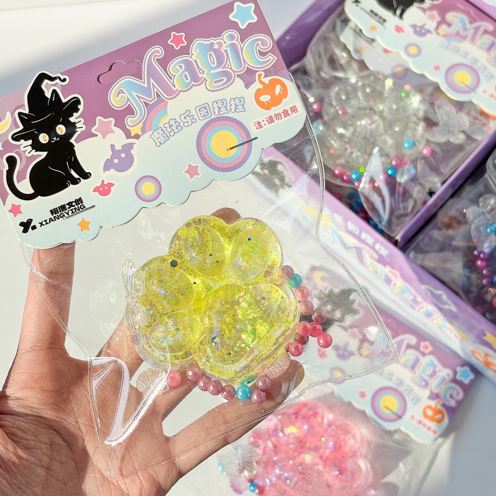 Dazzling Light Cat Paw Squishy Keychain