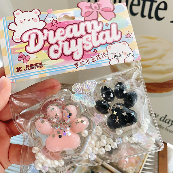Pink & Black Cat Paw Squishy Keychain