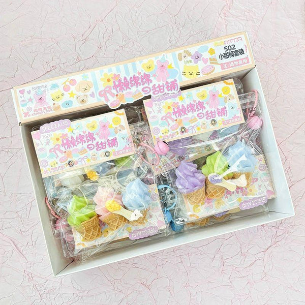 Ice Cream Squishy Keychain Combo Set